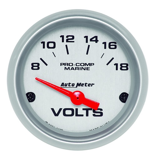[ATM-200756-33] AutoMeter 2-1/16" VOLTMETER, 8-18V, AIR-CORE, MARINE SILVER