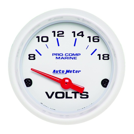 [ATM-200756] AutoMeter 2-1/16" VOLTMETER, 8-18V, AIR-CORE, MARINE WHITE