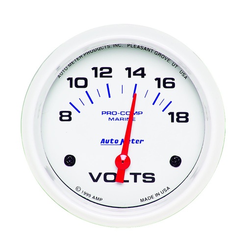 [ATM-200757] AutoMeter 2-5/8" VOLTMETER, 8-18V, AIR-CORE, MARINE WHITE