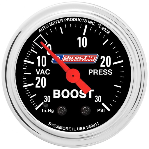 [ATM-880911] AutoMeter 2-1/16" BOOST/VACUUM, 30 IN HG/30 PSI, MOPAR DIRECT CONNECTION