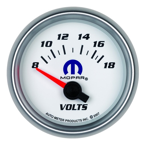 [ATM-880035] AutoMeter 2-1/16" VOLTMETER, 8-18V, AIR-CORE, WHITE, MOPAR