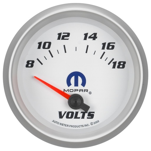 [ATM-880252] AutoMeter 2-5/8" VOLTMETER, 8-18V, AIR-CORE, WHITE, MOPAR