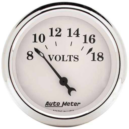 [ATM-1692] AutoMeter 2-1/16" VOLTMETER, 8-18V, AIR-CORE, OLD-TYME WHITE