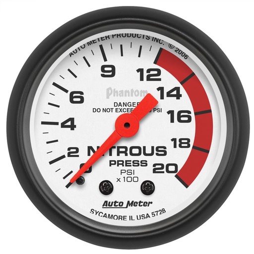 [ATM-5728] AutoMeter 2-1/16" NITROUS PRESSURE, 0-2000 PSI, MECHANICAL, PHANTOM