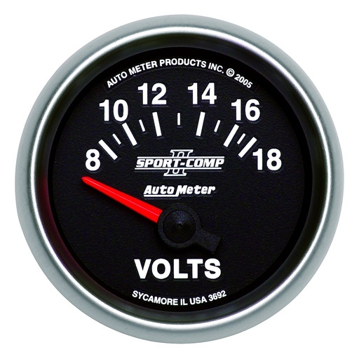 [ATM-3692] AutoMeter 2-1/16" VOLTMETER, 8-18V, AIR-CORE, SPORT-COMP II