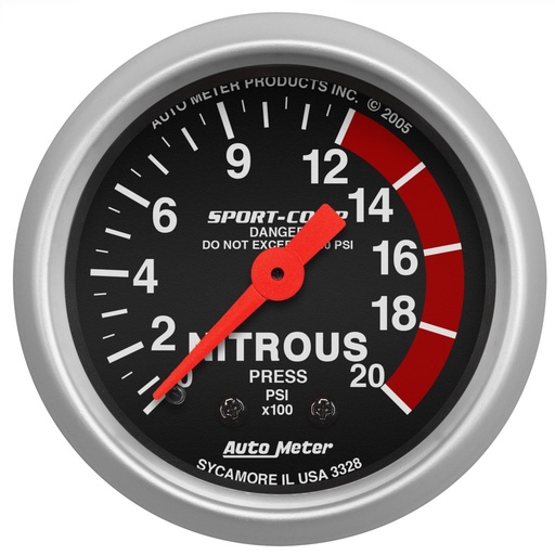 [ATM-3328] AutoMeter 2-1/16" NITROUS PRESSURE, 0-2000 PSI, MECHANICAL, SPORT-COMP