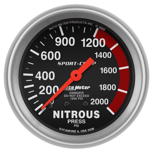 [ATM-3428] AutoMeter 2-5/8" NITROUS PRESSURE, 0-2000 PSI, MECHANICAL, SPORT-COMP