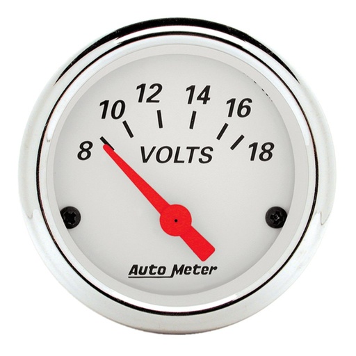 [ATM-1391] AutoMeter 2-1/16" VOLTMETER, 8-18V, AIR-CORE, ARCTIC WHITE