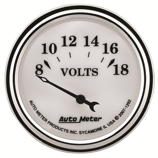 [ATM-1292] AutoMeter 2-1/16" VOLTMETER, 8-18V, AIR-CORE, OLD-TYME WHITE II
