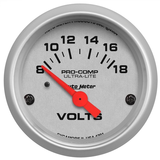 [ATM-4391] AutoMeter 2-1/16" VOLTMETER, 8-18V, AIR-CORE, ULTRA-LITE