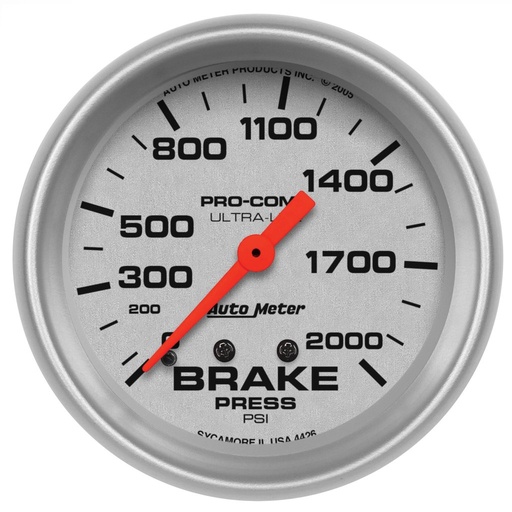[ATM-4426] AutoMeter 2-5/8" BRAKE PRESSURE, 0-2000 PSI, MECHANICAL, ULTRA-LITE