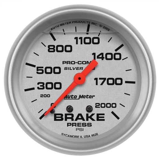 [ATM-4626] AutoMeter 2-5/8" BRAKE PRESSURE, 0-2000 PSI, MECHANICAL, LIQUID FILLED, ULTRA-LITE