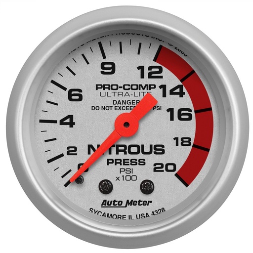 [ATM-4328] AutoMeter 2-1/16" NITROUS PRESSURE, 0-2000 PSI, MECHANICAL, ULTRA-LITE