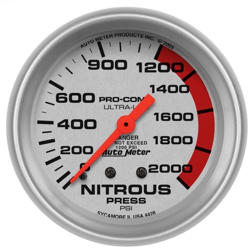 [ATM-4428] AutoMeter 2-5/8" NITROUS PRESSURE, 0-2000 PSI, MECHANICAL, ULTRA-LITE