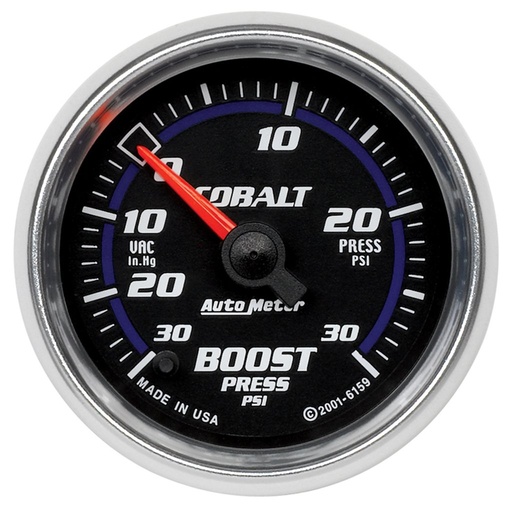 [ATM-6159] AutoMeter 2-1/16" BOOST/VACUUM, 30 IN HG/30 PSI, STEPPER MOTOR, COBALT
