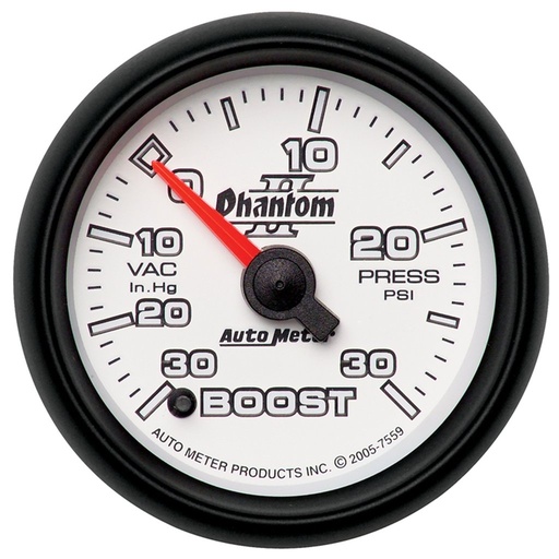 [ATM-7559] AutoMeter 2-1/16" BOOST/VACUUM, 30 IN HG/30 PSI, STEPPER MOTOR, PHANTOM II
