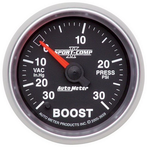 [ATM-3659] AutoMeter 2-1/16" BOOST/VACUUM, 30 IN HG/30 PSI, STEPPER MOTOR, SPORT-COMP II