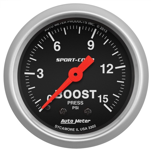 [ATM-3302] AutoMeter 2-1/16" BOOST, 0-15 PSI, MECHANICAL, SPORT-COMP