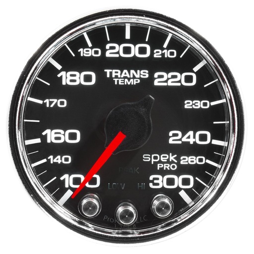 [ATM-P34231] AutoMeter 2-1/16" TRANSMISSION TEMPERATURE, 100-300 °F, STEPPER MOTOR, SPEK-PRO, BLACK DIAL, CHROME BEZEL, CLEAR LENS