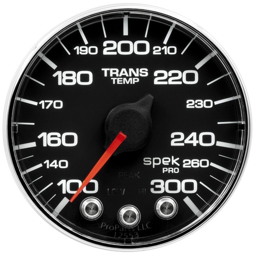 [ATM-P342318] AutoMeter 2-1/16" TRANSMISSION TEMPERATURE, 100-300 °F, STEPPER MOTOR, SPEK-PRO, BLACK DIAL, CHROME BEZEL, FLAT ANTIGLARE LENS