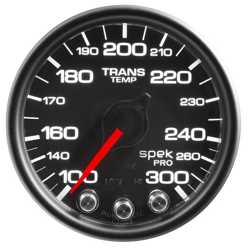 [ATM-P34232] AutoMeter 2-1/16" TRANSMISSION TEMPERATURE, 100-300 °F, STEPPER MOTOR, SPEK-PRO, BLACK DIAL, BLACK BEZEL, CLEAR LENS