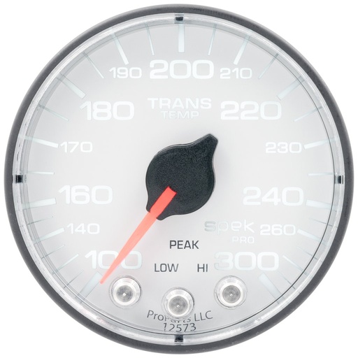 [ATM-P342128] AutoMeter 2-1/16" TRANSMISSION TEMPERATURE, 100-300 °F, STEPPER MOTOR, SPEK-PRO, WHITE DIAL, BLACK BEZEL, FLAT ANTIGLARE LENS