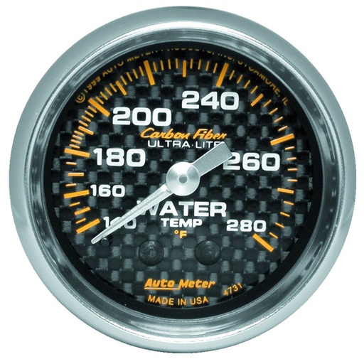 [ATM-4731] AutoMeter 2-1/16" WATER TEMPERATURE, 140-280 °F, 6 FT., MECHANICAL, CARBON FIBER