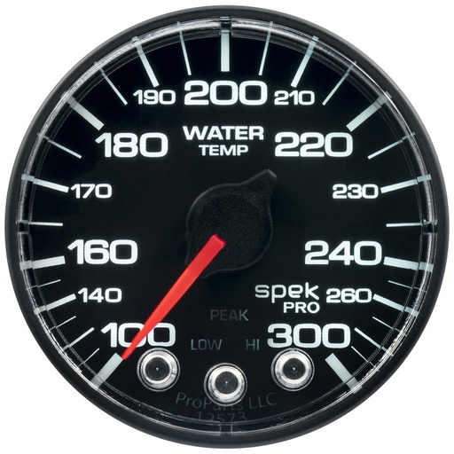 [ATM-P346328] AutoMeter 2-1/16" WATER TEMPERATURE, 100-300 °F, STEPPER MOTOR, SPEK-PRO, BLACK DIAL, BLACK BEZEL, FLAT ANTIGLARE LENS
