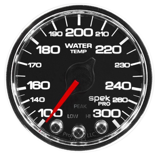 [ATM-P34631] AutoMeter 2-1/16" WATER TEMPERATURE, 100-300 °F, STEPPER MOTOR, SPEK-PRO, BLACK DIAL, CHROME BEZEL, CLEAR LENS