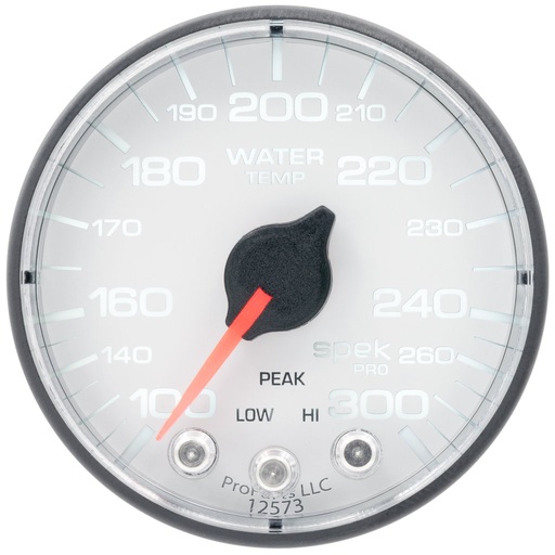[ATM-P346128] AutoMeter 2-1/16" WATER TEMPERATURE, 100-300 °F, STEPPER MOTOR, SPEK-PRO, WHITE DIAL, BLACK BEZEL, FLAT ANTIGLARE LENS
