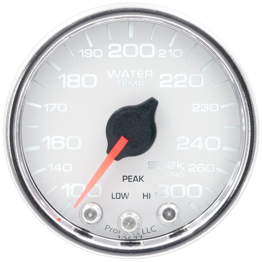 [ATM-P34611] AutoMeter 2-1/16" WATER TEMPERATURE, 100-300 °F, STEPPER MOTOR, SPEK-PRO, WHITE DIAL, CHROME BEZEL, CLEAR LENS