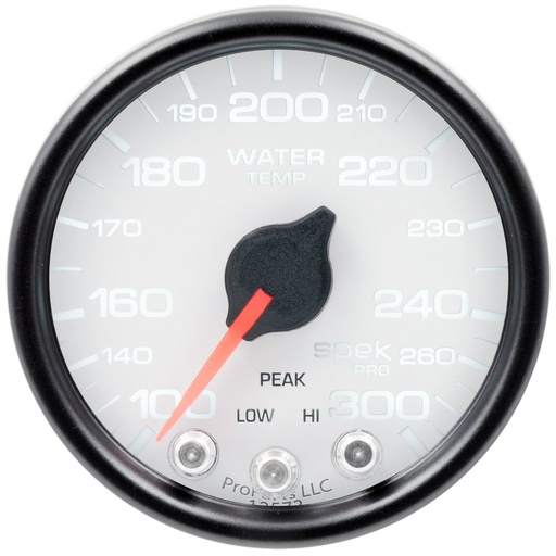 [ATM-P34612] AutoMeter 2-1/16" WATER TEMPERATURE, 100-300 °F, STEPPER MOTOR, SPEK-PRO, WHITE DIAL, BLACK BEZEL, CLEAR LENS