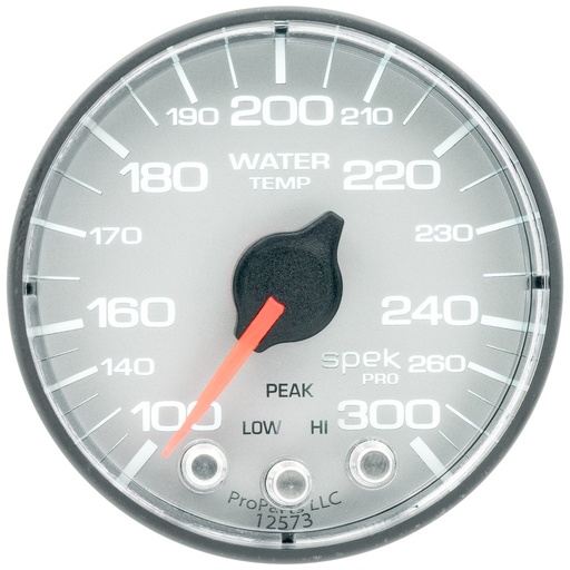 [ATM-P346228] AutoMeter 2-1/16" WATER TEMPERATURE, 100-300 °F, STEPPER MOTOR, SPEK-PRO, SILVER DIAL, BLACK BEZEL, FLAT ANTIGLARE LENS