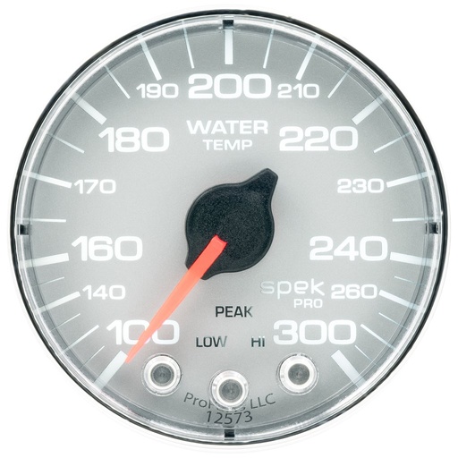 [ATM-P346218] AutoMeter 2-1/16" WATER TEMPERATURE, 100-300 °F, STEPPER MOTOR, SPEK-PRO, SILVER DIAL, CHROME BEZEL, FLAT ANTIGLARE LENS