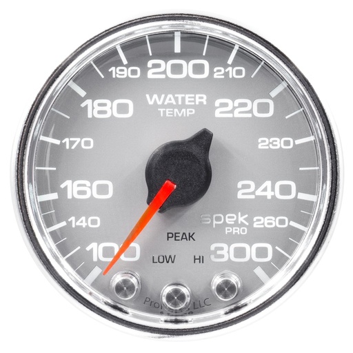 [ATM-P34621] AutoMeter 2-1/16" WATER TEMPERATURE, 100-300 °F, STEPPER MOTOR, SPEK-PRO, SILVER DIAL, CHROME BEZEL, CLEAR LENS