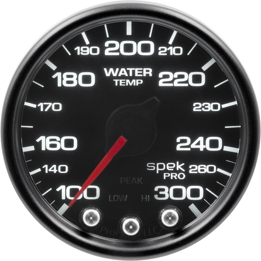 [ATM-P34652] AutoMeter 2-1/16" WATER TEMPERATURE, 100-300 °F, STEPPER MOTOR, SPEK-PRO, BLACK DIAL, BLACK BEZEL, SMOKED LENS