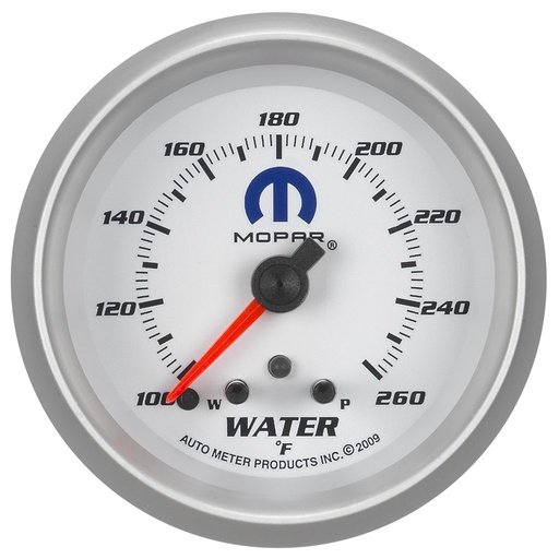 [ATM-880250] AutoMeter 2-5/8" WATER TEMPERATURE, W/ PEAK & WARN, 100-260 °F, STEPPER MOTOR, WHITE, MOPAR