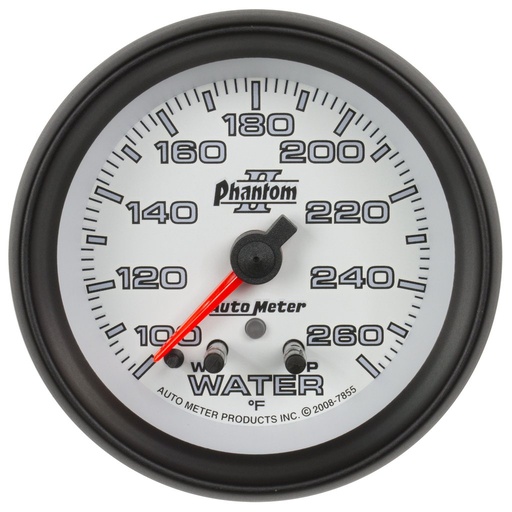 [ATM-7855] AutoMeter 2-5/8" WATER TEMPERATURE, W/ PEAK & WARN, 100-260 °F, STEPPER MOTOR, PHANTOM II