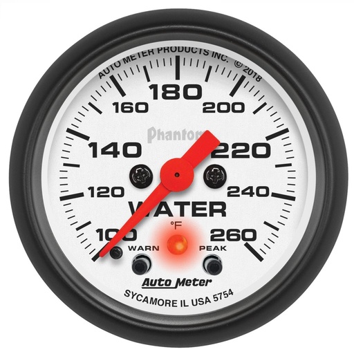 [ATM-5754] AutoMeter 2-1/16" WATER TEMPERATURE, W/ PEAK & WARN, 100-260 °F, STEPPER MOTOR, PHANTOM