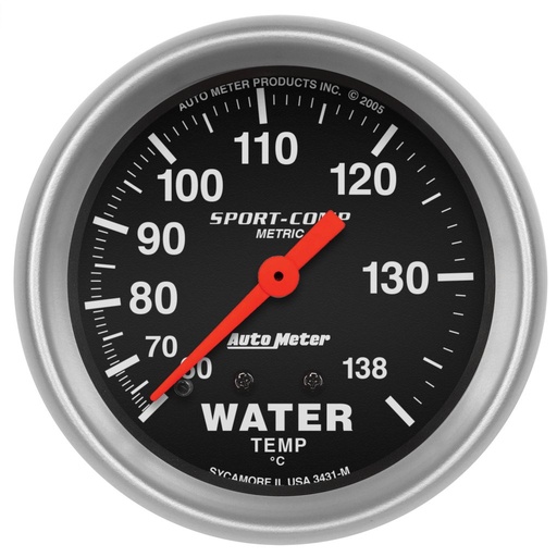 [ATM-3431-M] AutoMeter 2-5/8" WATER TEMPERATURE, 60-140 °C, 6 FT., MECHANICAL,, SPORT-COMP