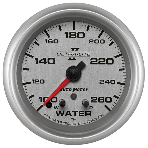 [ATM-7755] AutoMeter 2-5/8" WATER TEMPERATURE, W/ PEAK & WARN, 100-260 °F, STEPPER MOTOR, ULTRA-LITE II