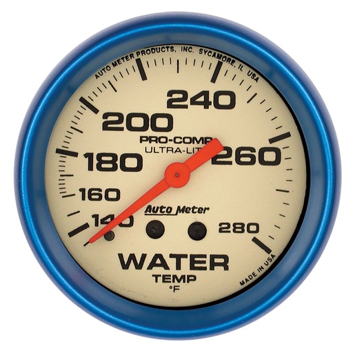 [ATM-4535] AutoMeter 2-5/8" WATER TEMPERATURE, 140-280 °F, 4 FT., MECHANICAL, ULTRA-NITE
