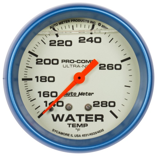 [ATM-4231] AutoMeter 2-5/8" WATER TEMPERATURE, LIQUID FILLED, 140-280 °F, 6 FT., MECHANICAL, ULTRA-NITE