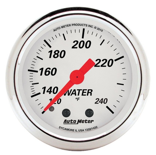 [ATM-1332] AutoMeter 2-1/16" WATER TEMPERATURE, 120-240 °F, 6 FT., MECHANICAL, ARCTIC WHITE