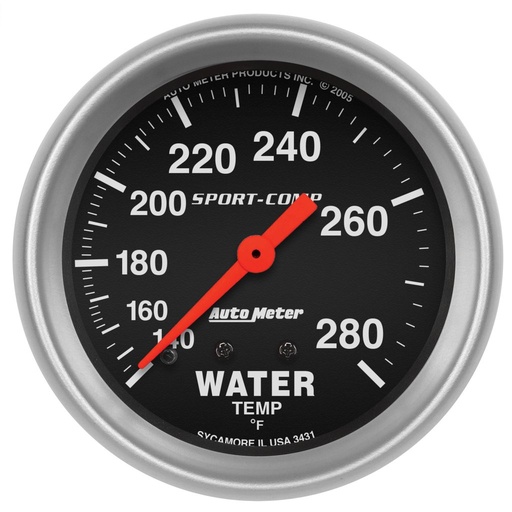 [ATM-3431] AutoMeter 2-5/8" WATER TEMPERATURE, 140-280 °F, 6 FT., MECHANICAL, SPORT-COMP