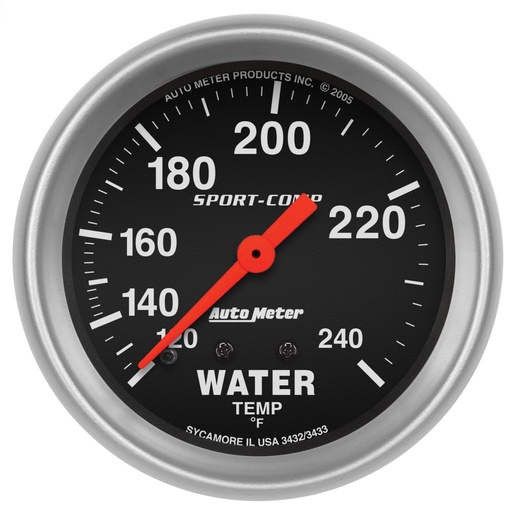 [ATM-3433] AutoMeter 2-5/8" WATER TEMPERATURE, 120-240 °F, 12 FT., MECHANICAL, SPORT-COMP