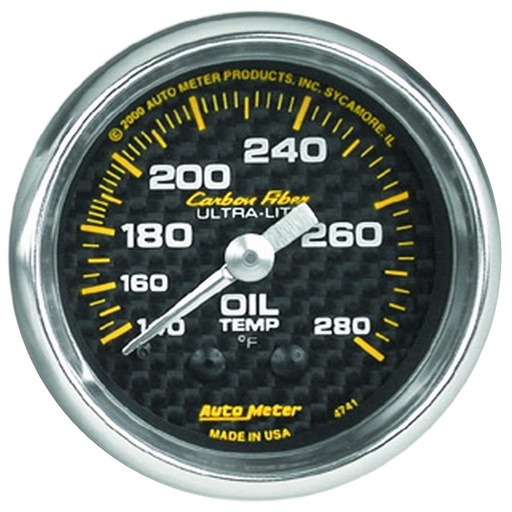 [ATM-4741] AutoMeter 2-1/16" OIL TEMPERATURE, 140-280 °F, 6 FT., MECHANICAL, CARBON FIBER