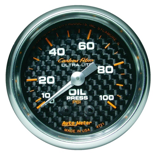 [ATM-4721] AutoMeter 2-1/16" OIL PRESSURE, 0-100 PSI, MECHANICAL, CARBON FIBER
