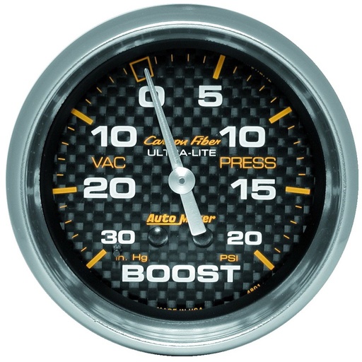 [ATM-4801] AutoMeter 2-5/8" BOOST/VACUUM, 30 IN HG/20 PSI, MECHANICAL, CARBON FIBER