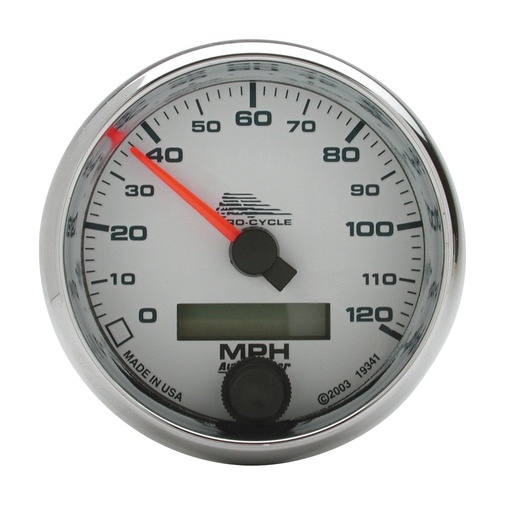 [ATM-19341] AutoMeter 2-5/8" SPEEDOMETER, 0-120 MPH, ELECTRIC, WHITE, PRO-CYCLE